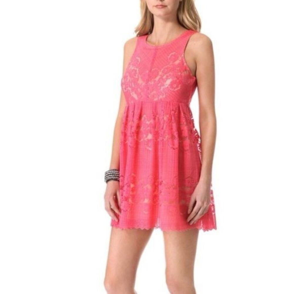 Free People Lace Rocco Dress Dusty Rose Pink cut out Backless mini dress cutout - Picture 15 of 15
